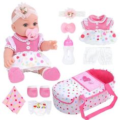 a baby doll with accessories for it's birth