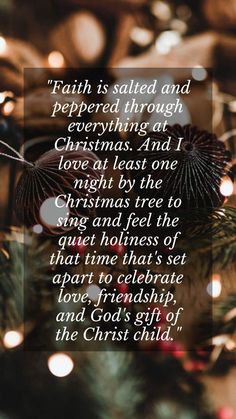 a christmas tree with the words, faith is called and peppered through everything at christmas