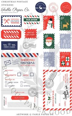 christmas postage stickers with stamps on them