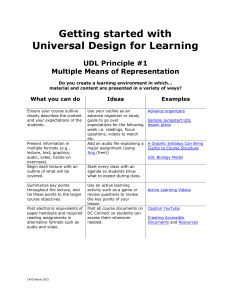 a white paper with the title getting started with universal design for learning