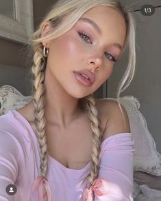 Brookelle Mckenzie, Pink Lips Makeup, Bronze Palette, Princess Makeup, 2023 Pink, Make Up Inspiration, Barbie Makeup, Makeup For Blondes, Fairy Makeup