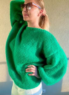 Mohair Sweater Women, Emerald Green Wool Sweater, Handknit Sweater, Mohair Wool Sweater, Green Knit Sweater, Large Fluffy Green Sweater Knit - Etsy Turkey Handmade Green Knit Sweater, Cozy Hand Knitted Green Sweater, Fitted Green Hand Knitted Sweater, Green Mohair Sweater, Green Mohair Cozy Sweater, Green Wool, Knit Sweater, Handmade Christmas Gifts