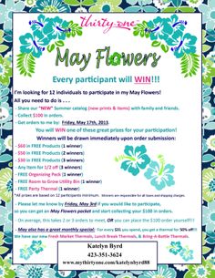 a poster with flowers and the words may flowers every participant will win it all you need to do