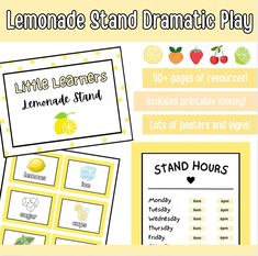 lemonade stand dramatic play for kids to learn how to use lemonade and other fruits