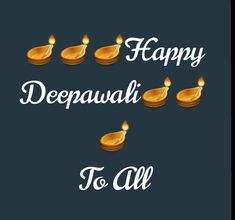 happy deepavali to all with lit candles on dark background for diwali