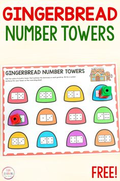 the gingerbread number towers game is shown with free printables