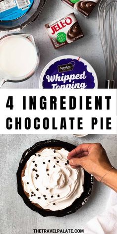 4 ingredient chocolate pie Chocolate Pie With Pudding And Cool Whip, Frozen Chocolate Pudding Pie, Chocolate Cool Whip Pie Recipe, No Bake Instant Pudding Desserts, Coco Whip Desserts, Easy Chocolate Pie No Bake, Chocolate Fluff Pie, Cool Whip And Chocolate Pudding Dessert, Chocolate Pie With Instant Pudding