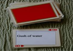 two cards that have been placed next to each other on a bed with the words bush of water