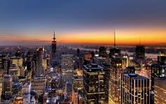 new york city at night from the empire building