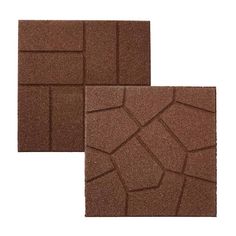 two brown tiles are shown against a white background and one is made out of concrete