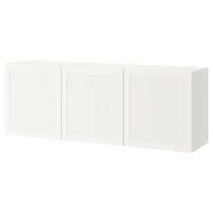 a white cabinet with three doors on one side and two cupboards on the other