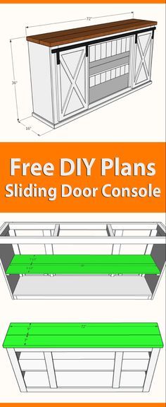 the free diy plans to build a sliding door console for your home or office