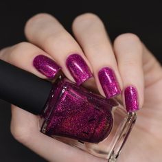 Image Burgundy Nail Polish, Ilnp Nail Polish, Boutique Nails, Purple Nail Polish, Holographic Nail Polish, Purple Nail, Burgundy Nails, Red Nail, Beautiful Nail Designs