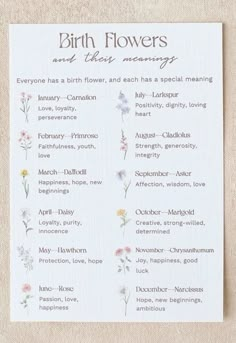 the birth flowers and their meanings