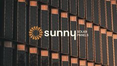 the suny solar panels logo is displayed on an office building in san francisco, california