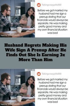 two people sitting at a table in front of a laptop computer with the caption husband reacts making his wife sign a prenup after he finds out she is earning 3 more than him