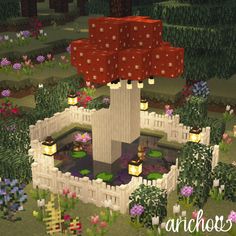 Pond Minecraft, Minecraft Fairycore, Minecraft Garden, Cottagecore Minecraft, Minecraft Decoration, Houses Minecraft, Rumah Minecraft Sederhana, Bangunan Minecraft, Minecraft Farm