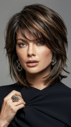 31Medium Length Hair Cuts with Layers for 2024 – Trendy Styles for All Hair Types and Textures Very Layered Hair Medium Over 50 Layers, Above Shoulder Length Hair With Layers, Cut Your Own Hair Layers, Shoulder Length Layered Bob, Very Layered Hair Medium Over 50, Medium Length Haircuts With Layers, Shoulder Layered Haircuts, Debs Hair, Trendy Medium Length Haircuts