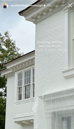 an image of a white house that is under construction with the words amazing molding and trim details on it