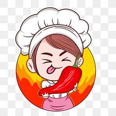 a woman holding a hot pepper in her hand, cartoon character png and psd