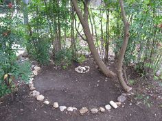 there is a circle made out of rocks in the ground