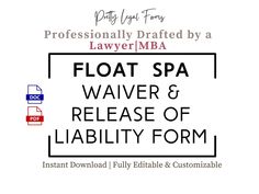 a sign that says float spa waiver & release of labor form with the words, instant