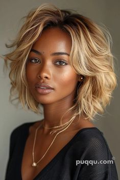 Bob Hairstyles For Black Women: Trendy Cuts for Elegant Looks - Puqqu Blonde Long Bob Black Women, Glamorous Bob Hairstyles, Blonde Relaxed Hair Black Women, Blonde Bob With Layers, Layered Long Bob Hairstyles, Elegant Bob Hairstyles, Balayage Bob, Couture Hairstyles, Braut Make-up