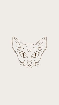 a drawing of a cat's face with big eyes and long whiskers