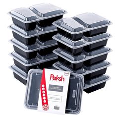 plastic food storage containers with lids and dividers, set of 12 by plasth