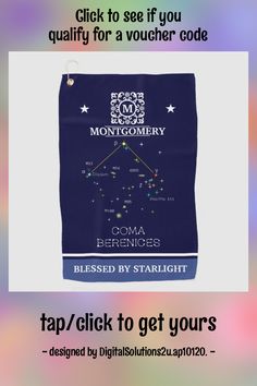 the back side of a bag with an image of stars on it and text that reads,