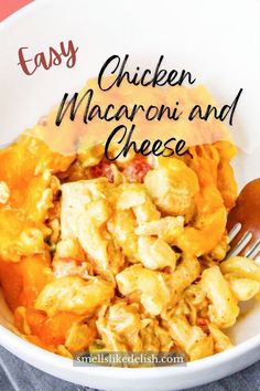 This tried and true, creamy, cheesy Chicken Mac and Cheese casserole is 
​loaded with tender chunks of chicken, cheddar, sour cream, and savory 
​vegetables. Tender bites of chicken, creamy cheese sauce, and perfectly 
​cooked macaroni come together with Rotel and savory bell peppers, all 
​baked to golden, bread crumb topped perfection.