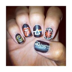 Grunge Nail Art, Nirvana Nails, Band Nails, Grunge Nails, I'm With The Band, Nail Accessories, Kurt Cobain, Pink Floyd