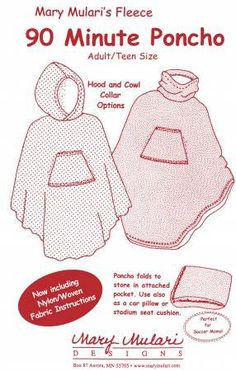 an adult sized poncho sewing pattern with instructions