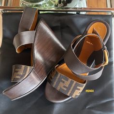 Fendi Ff Platform Wedge Ankle Strap Sandal Size 36 Heel Heiht 4.7" (12cm) Comes With Dust Bag, No Box. Fendi Shoes, Platform Wedge Sandals, Platform Wedge, Wedge Sandal, Platform Wedges, Ankle Strap Sandals, Wedge Sandals, Women's Shoes Sandals, Ankle Strap