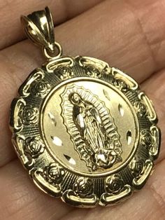 GoLD Jesus virgin Mary Guadalupe Pendant 10k Yellow 2 Side necklace 3D 1.40” | eBay Mary Guadalupe, 3d Pendant, Belly Tattoos, Real Gold Necklace, Catholic Necklace, Virgin Mary Necklace, Mexican Jewelry, Dope Jewelry, Baby Jewelry