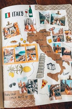 Page travel scrapbooking Italie Creative Travel Journal, Album Photo Scrapbooking, Travel Sketchbook