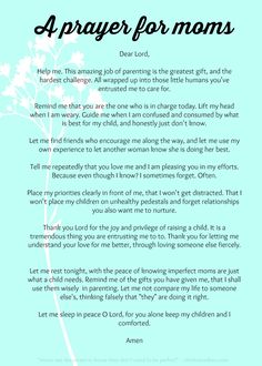 a prayer for moms with flowers and the words,'a prayer for moms '