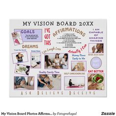 a poster with images of women and their roles in the process of making a vision board