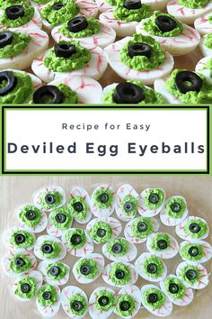 the recipe for easy deviled egg eyeballs is so much fun to make it looks like they are ready to eat