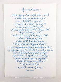 a poem written in blue ink on white paper with writing underneath the word romantice