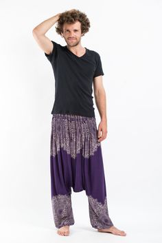 Floral Mandalas Low Cut Men's Harem Pants in Purple Low Cut, Harem Pants, Purple, Floral, Pants, Trousers, Mandalas