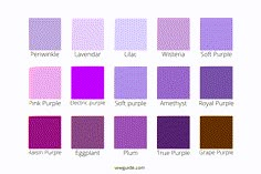 the shades of purple in different colors