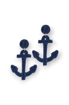 Set sail on a style adventure with the Anchors Away Navy Blue Raffia Anchor Earrings ! These stunning earrings feature navy blue raffia-wrapped anchor designs that will add a touch of nautical charm to your look. With their lightweight feel and secure push-back closure, these earrings are both stylish and comfortable, making them the perfect accessory for any sea lover.   Features:   Navy blue raffia-wrapped anchor design for a nautical-inspired look.  Lightweight construction for comfortable all-day wear.  Push back closure for a secure fit.  Unique and eye-catching accessory to elevate your outfit.  Ideal gift for those who love the sea and maritime themes. Anchor Designs, Anchor Earrings, Anchor Design, Sea Lover, Set Sail, Stunning Earrings, Light Weight Earrings, Anchors, The Sea