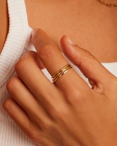 gorjana Jewelry | G Ring Set Simple Stacking Rings, G Ring, Gorjana Jewelry, Dainty Rings, Gold Rings Simple, Orange Agate, Stacking Ring Set, Hammered Rings, Three Rings