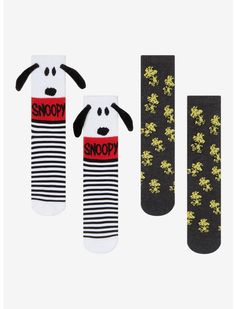 Peanuts Snoopy 3D Ears Woodstock Crew Socks 2 Pair | Hot Topic Snoopy Clothes, Snoopy Items, Peanuts Woodstock, Woodstock Peanuts, Allover Design, The Peanuts, Key Caps, Peanuts Gang, Girls Socks