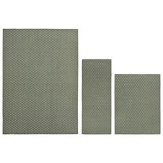 three pieces of gray tile on a white background