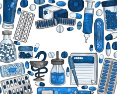 blue and white objects are arranged in the shape of a rectangle