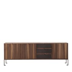 the sideboard is made from wood and metal