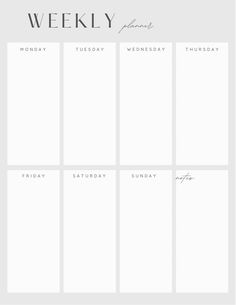 the weekly planner is shown in black and white