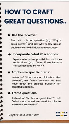 a notepad with the text how to craft great questions